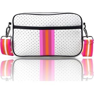 Crossbody Bags for Women, Neoprene Crossbody Bag, (White Perforate)